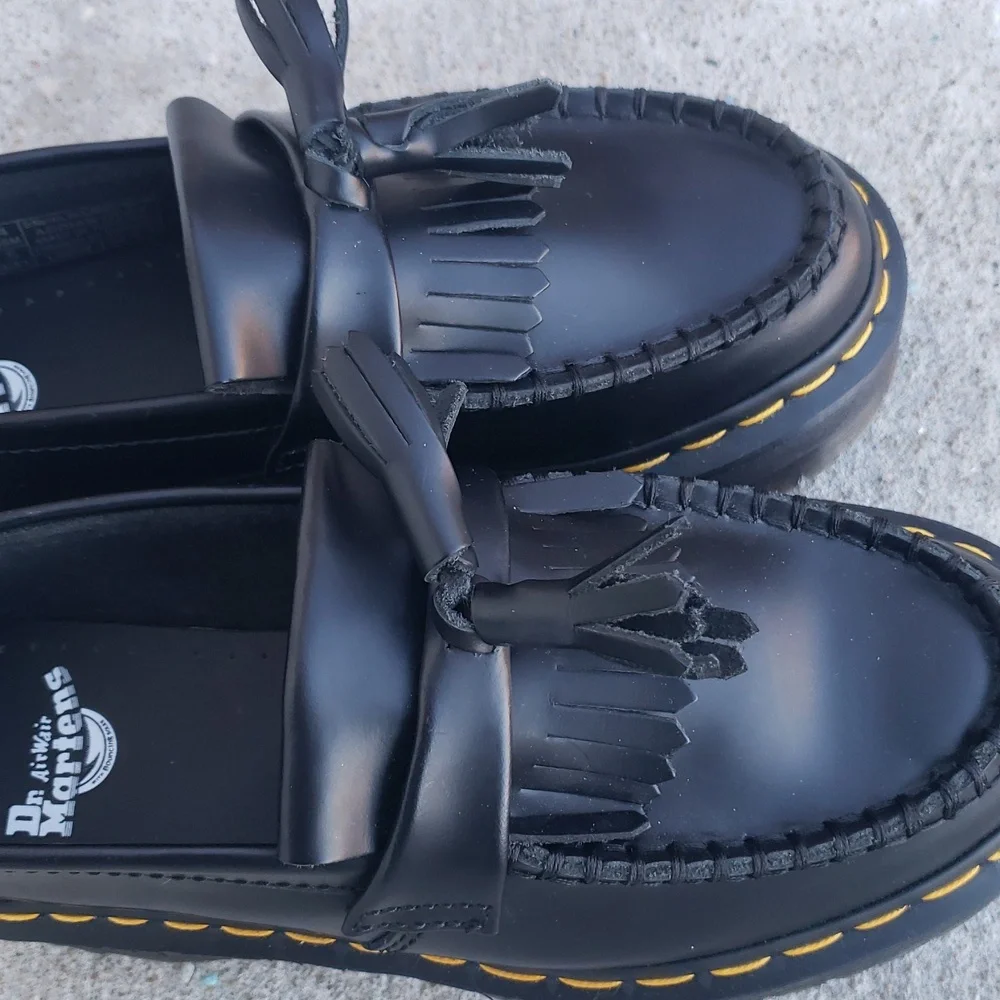 Dr. Martens Adrian Quad Leather Platform Loafers Size 5 Grunge Punk Black